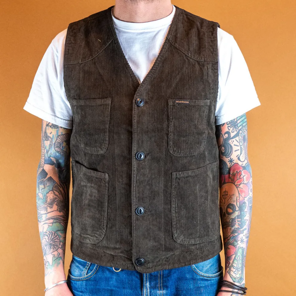 Fisherman Vest Corduroy Brown