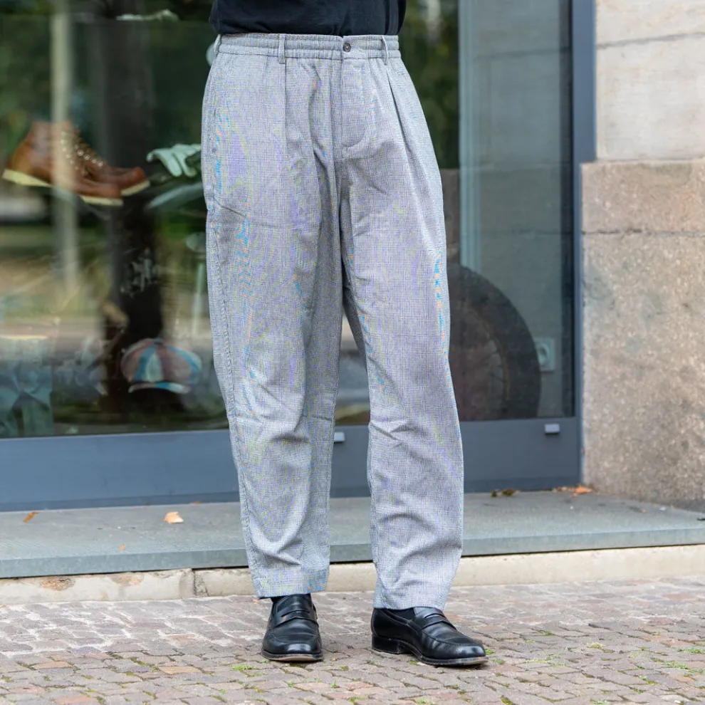 Pleated Track Pant Leon Tweed Grey